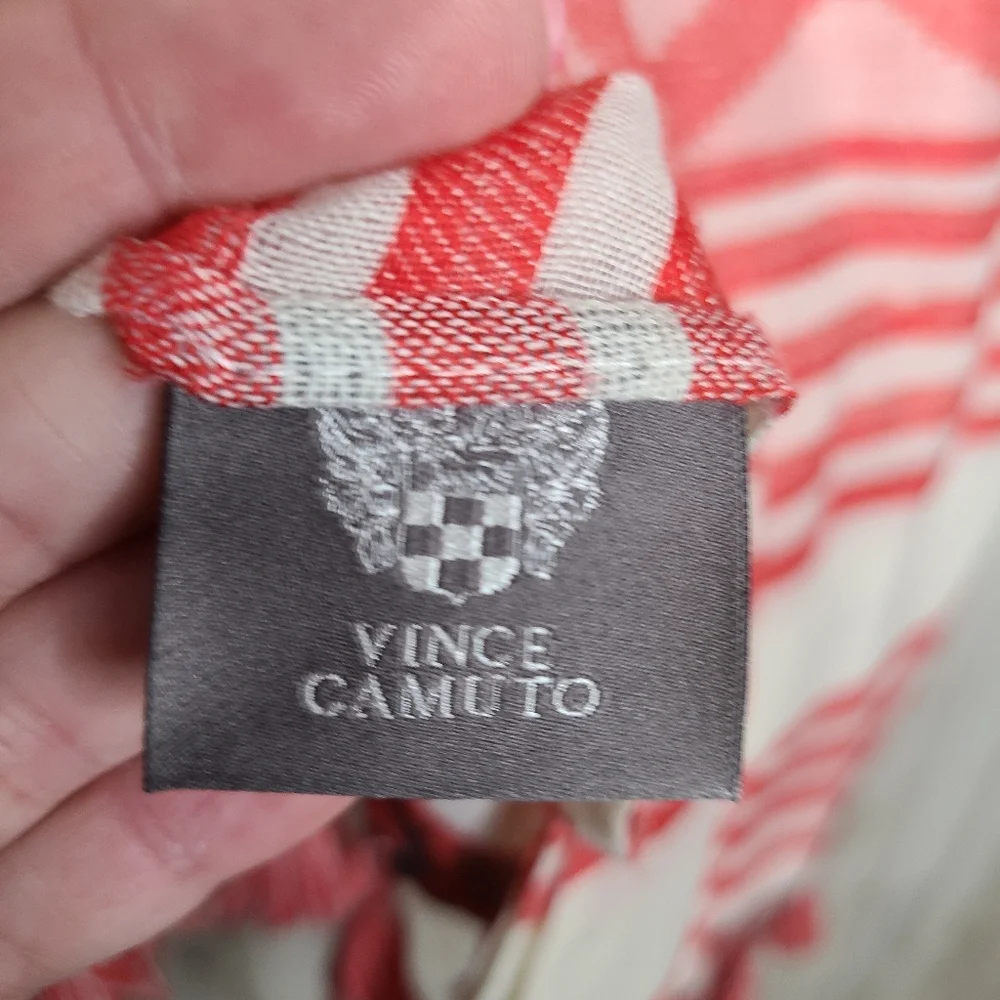 Vince Camuto Scarf Cream Red Blue Southwestern Stripe Boho Scarf Wrap